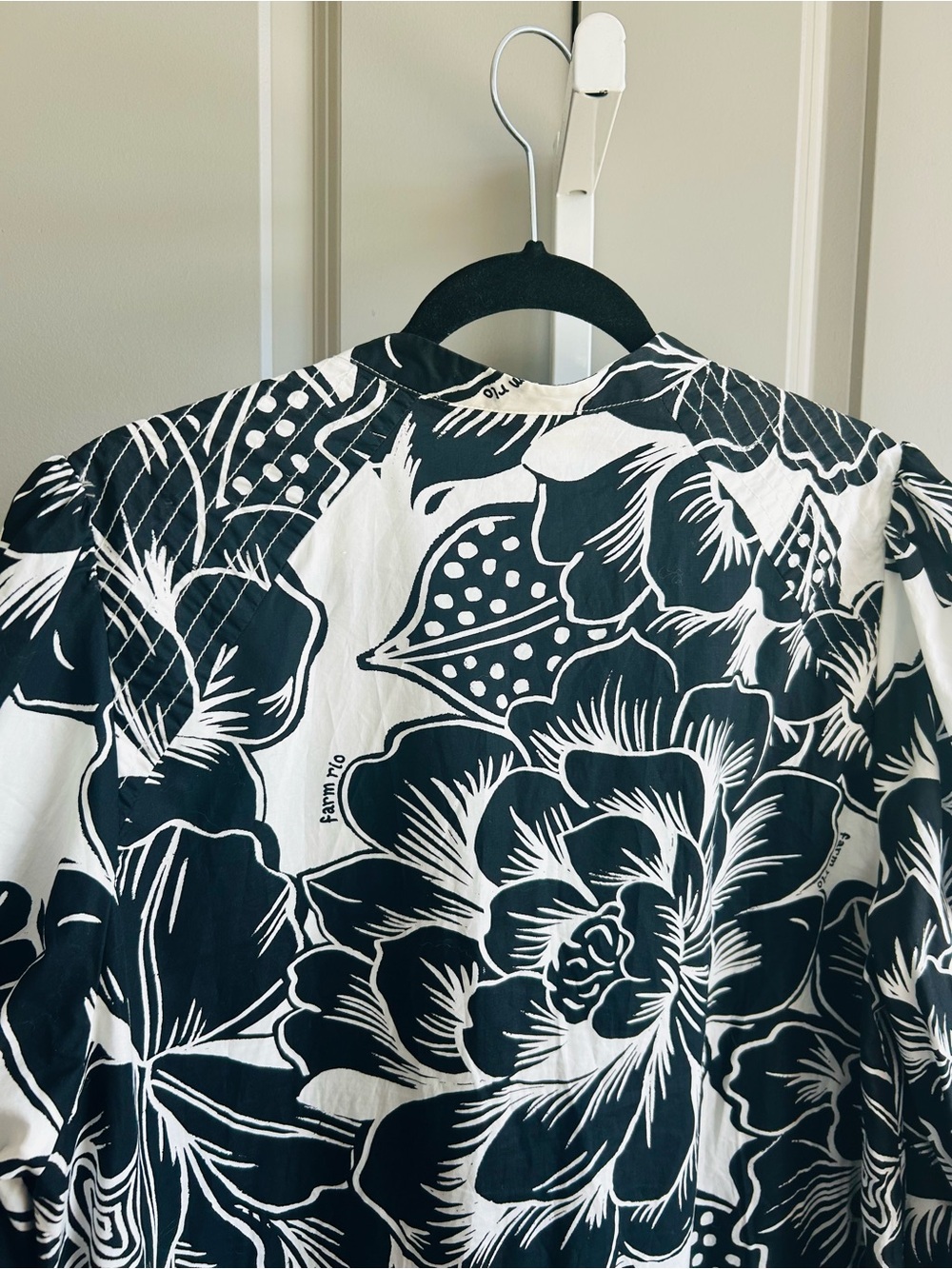 FARM Rio Chita Woodcut Drop Waist Mini Shirt Dress XL Floral Resort coastal #115 - Picture 8 of 13